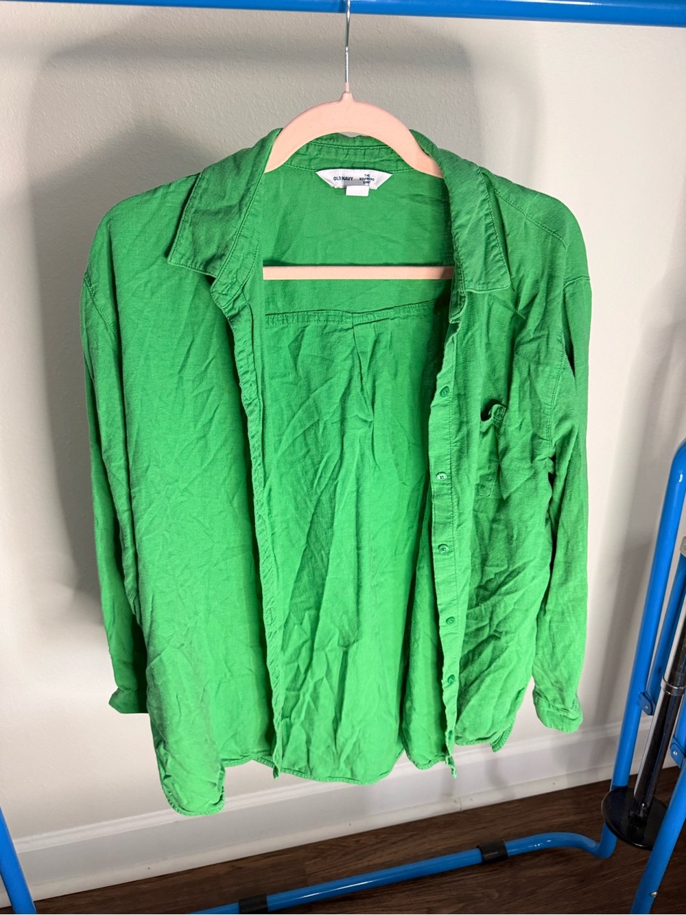 Old Navy Men's Bright Green Lightweight Button-Up Shirt Jacket